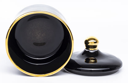 Bombonieră sticlă negru auriu decor lux