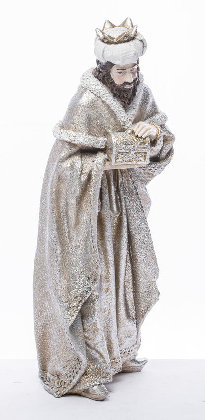 Figurină înger mare alb patină 40,5x14x13 cm – decor spiritual