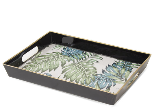 Tavă monstera mică din rășină, 29,5x22x3,5 cm, cu design inspirat din natură, ideală pentru decor modern sau utilizare practică.