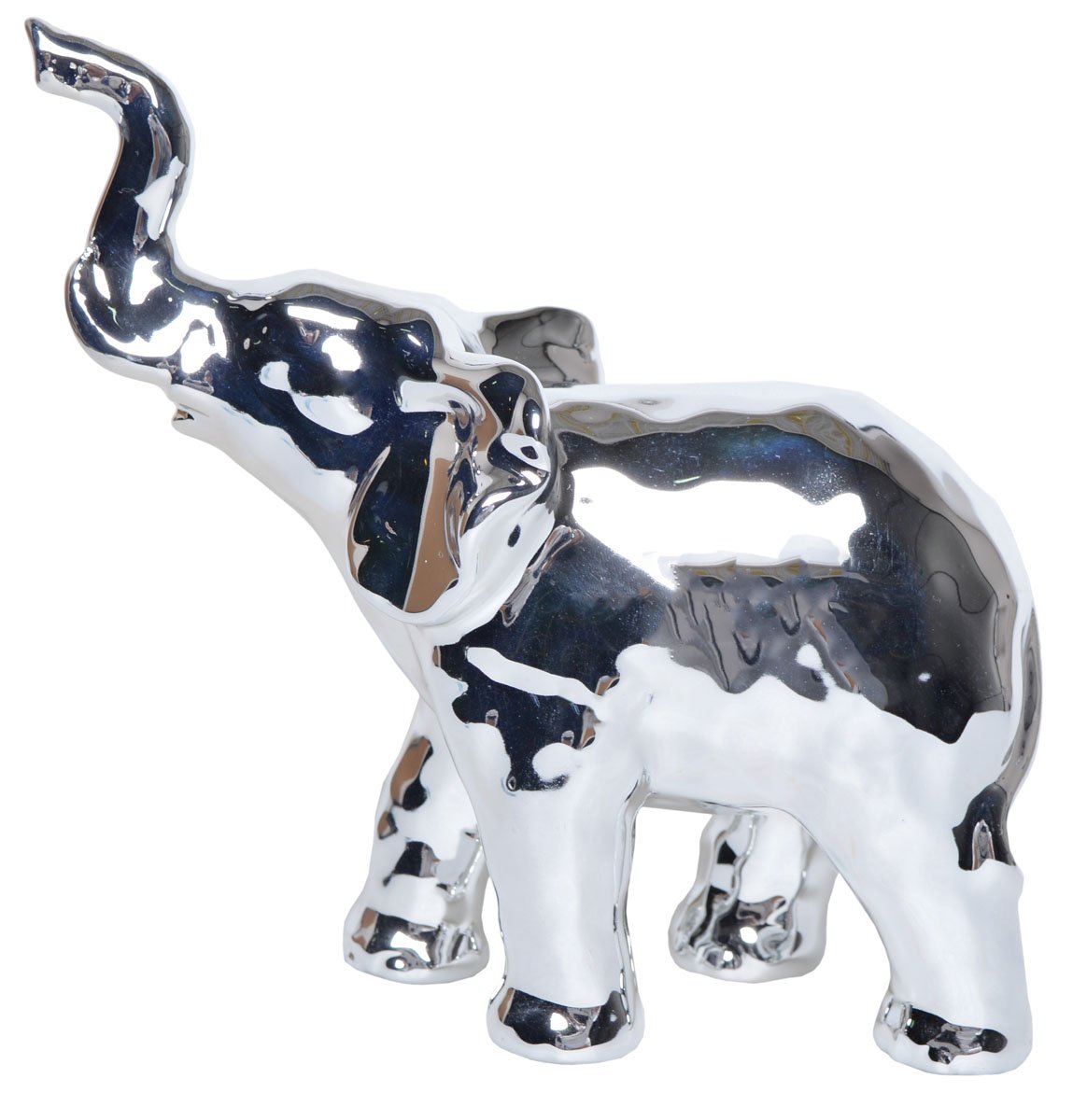 Elefant ceramică argintiu, 14x5,5x11 cm, decor elegant și cadou.