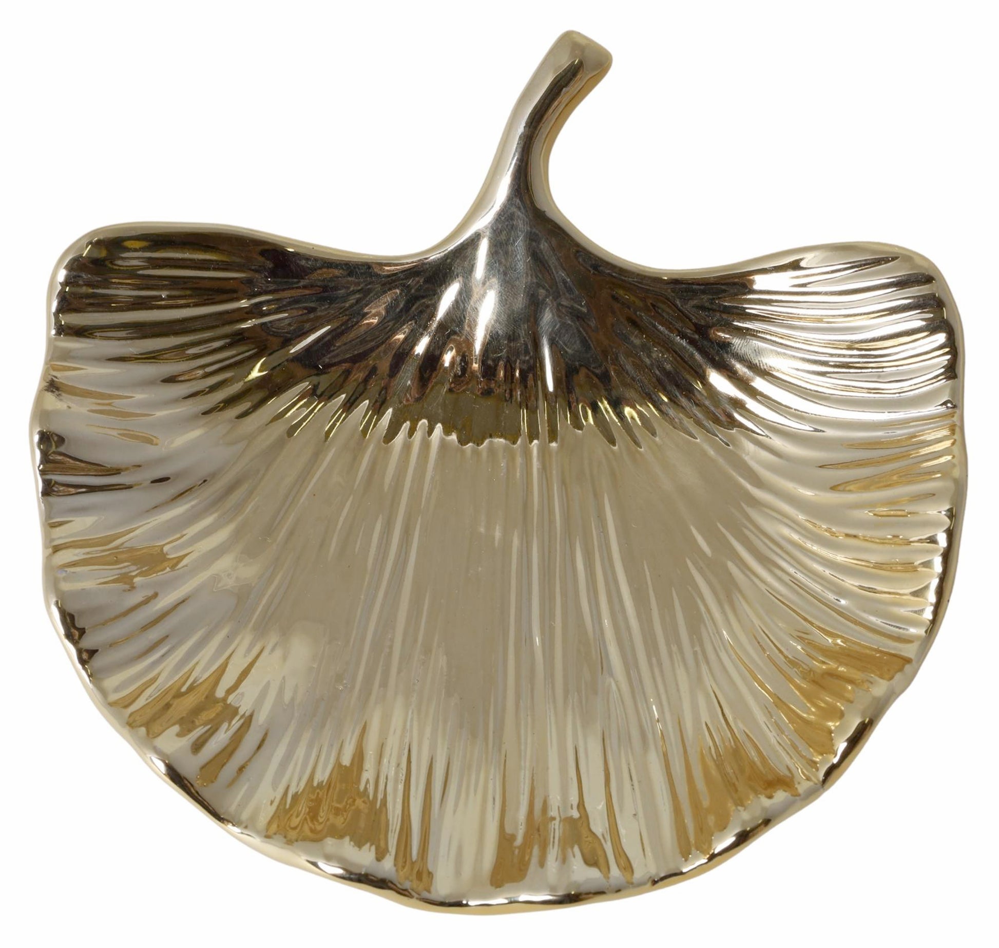 Frunză ceramică aurie ginko, 16x16x5 cm, decor elegant și cadou.