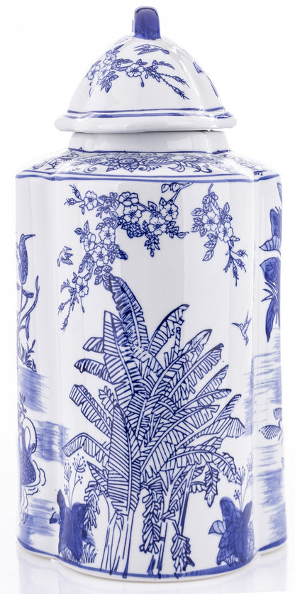 Vază ceramică cu capac stil Delft