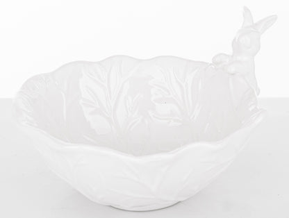 Bol ceramic cu iepuraș decorativ, ideal Paște, primăvară, cadou sezonier și decor casă elegant și vesel.