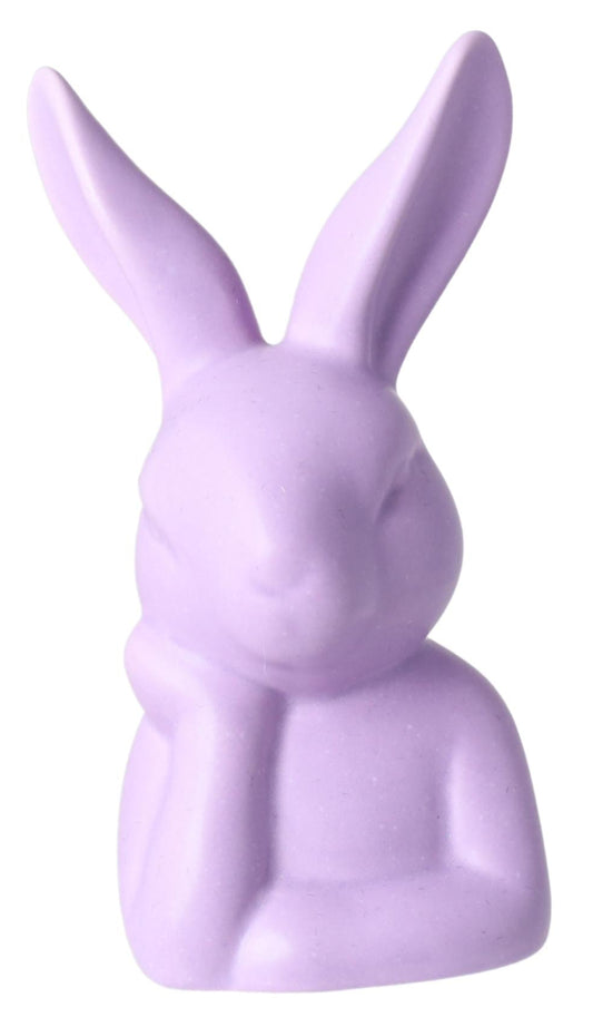 Figurină iepure mov din ceramică, 16 cm, ornament decorativ elegant și colorat, potrivit pentru Paște sau decor modern.
