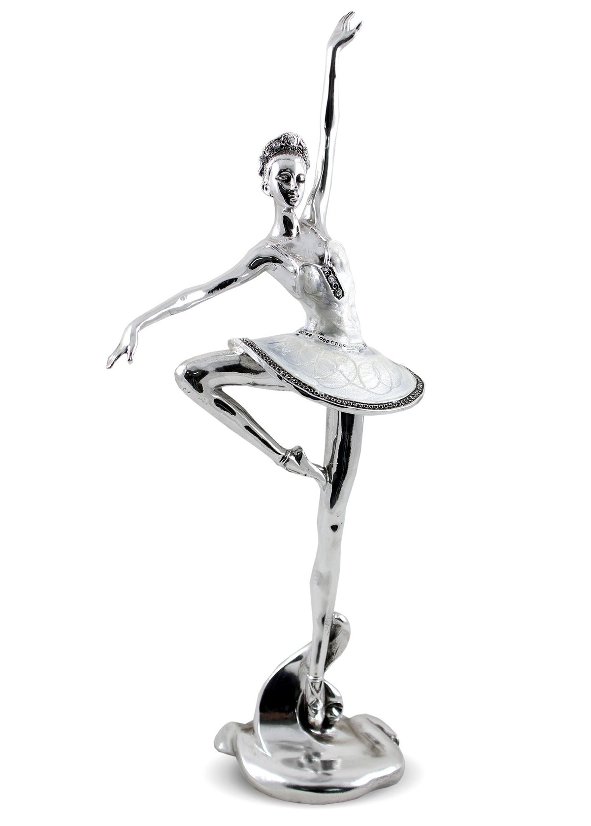 Figurină balerină perlată decor lux alb argintiu