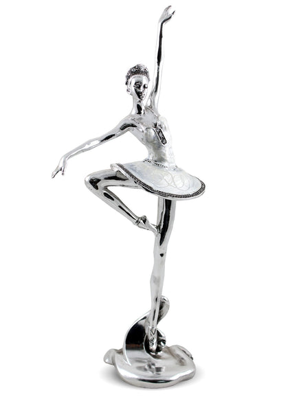 Figurină balerină perlată decor lux alb argintiu