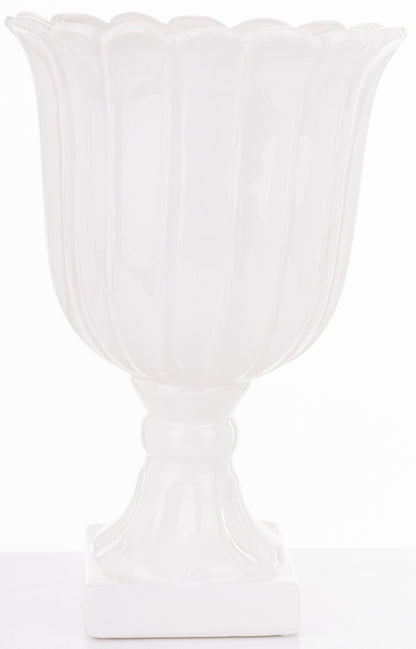 Vază albă din ceramică cu picior 36x23x23 cm