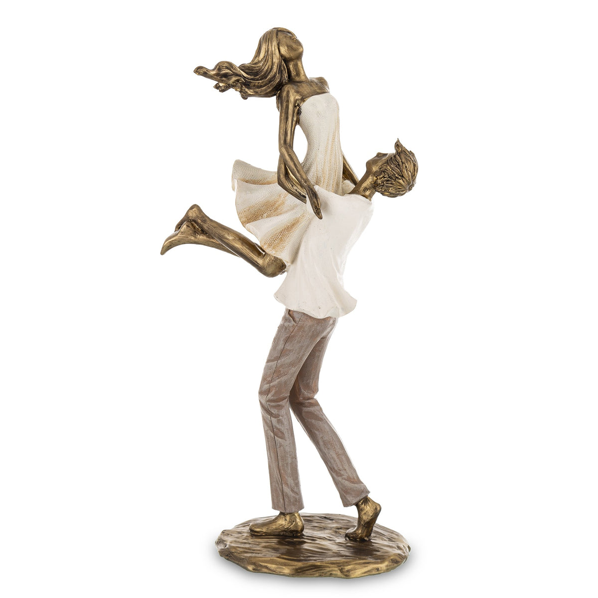 Figurină decorativă cuplu în îmbrățișare, simbol al iubirii, conexiunii și stabilității emoționale. Este o piesă elegantă care transmite căldură și apropiere, perfectă pentru living sau dormitor. Ideală ca dar romantic pentru aniversări sau momente speciale.