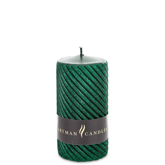 Lumânare verde cu sclipici 10x7x7 cm, decor festiv și cadou, mentha - flori, cadouri și decorațiuni