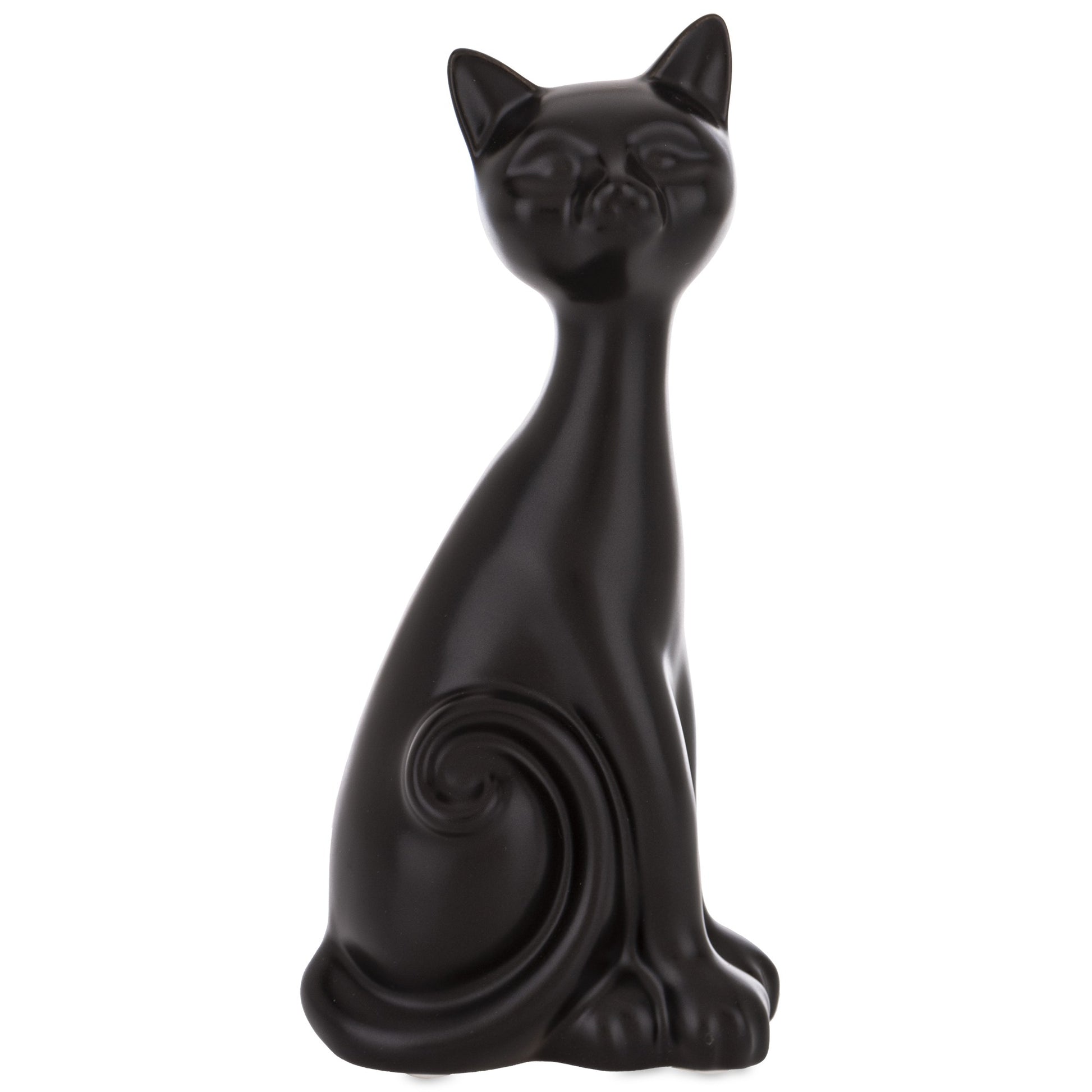 Figurina pisică ceramică neagră 20x9x6,5 cm, decor elegant și cadou pentru iubitori de pisici