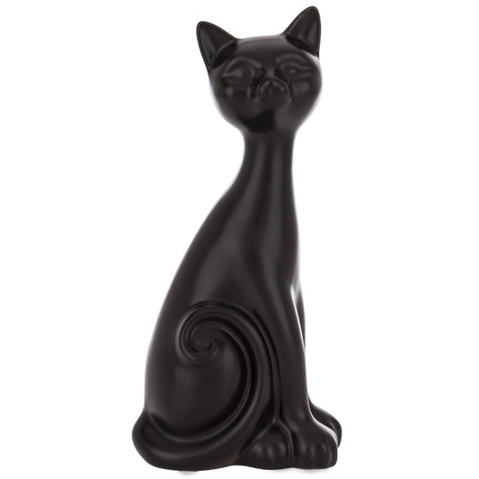 Figurina pisică ceramică neagră 20x9x6,5 cm, decor elegant și cadou pentru iubitori de pisici