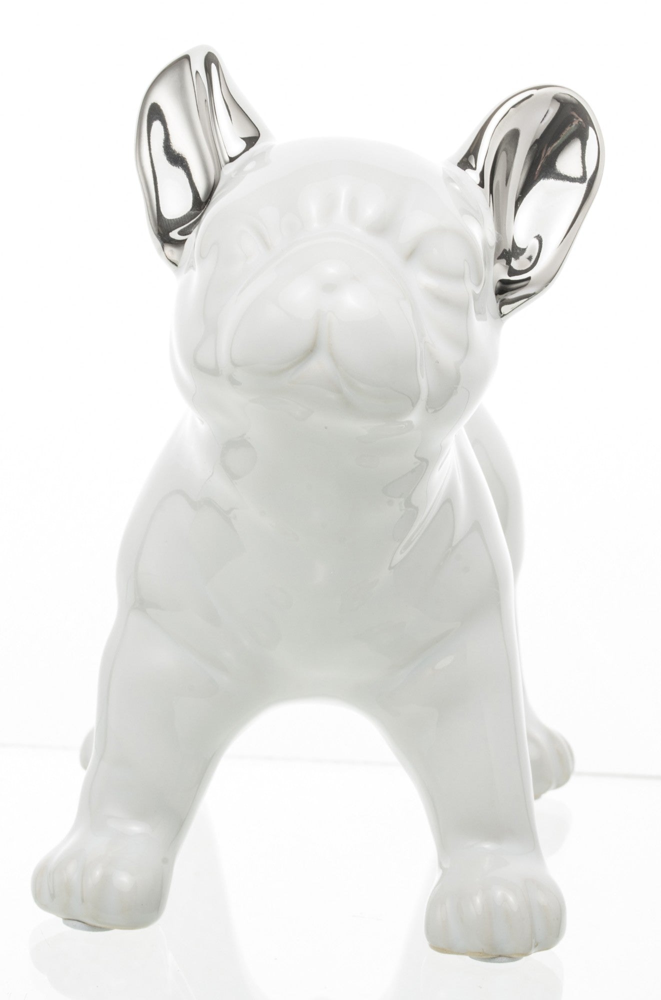 Figurină buldog alb ceramică 15x18x10 cm