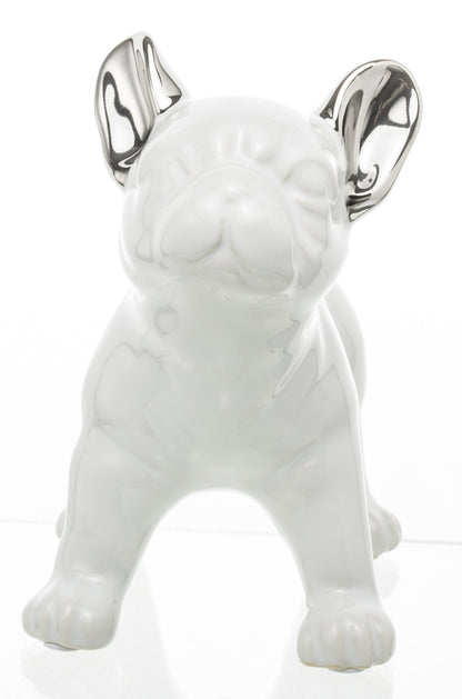Figurină buldog alb ceramică 15x18x10 cm