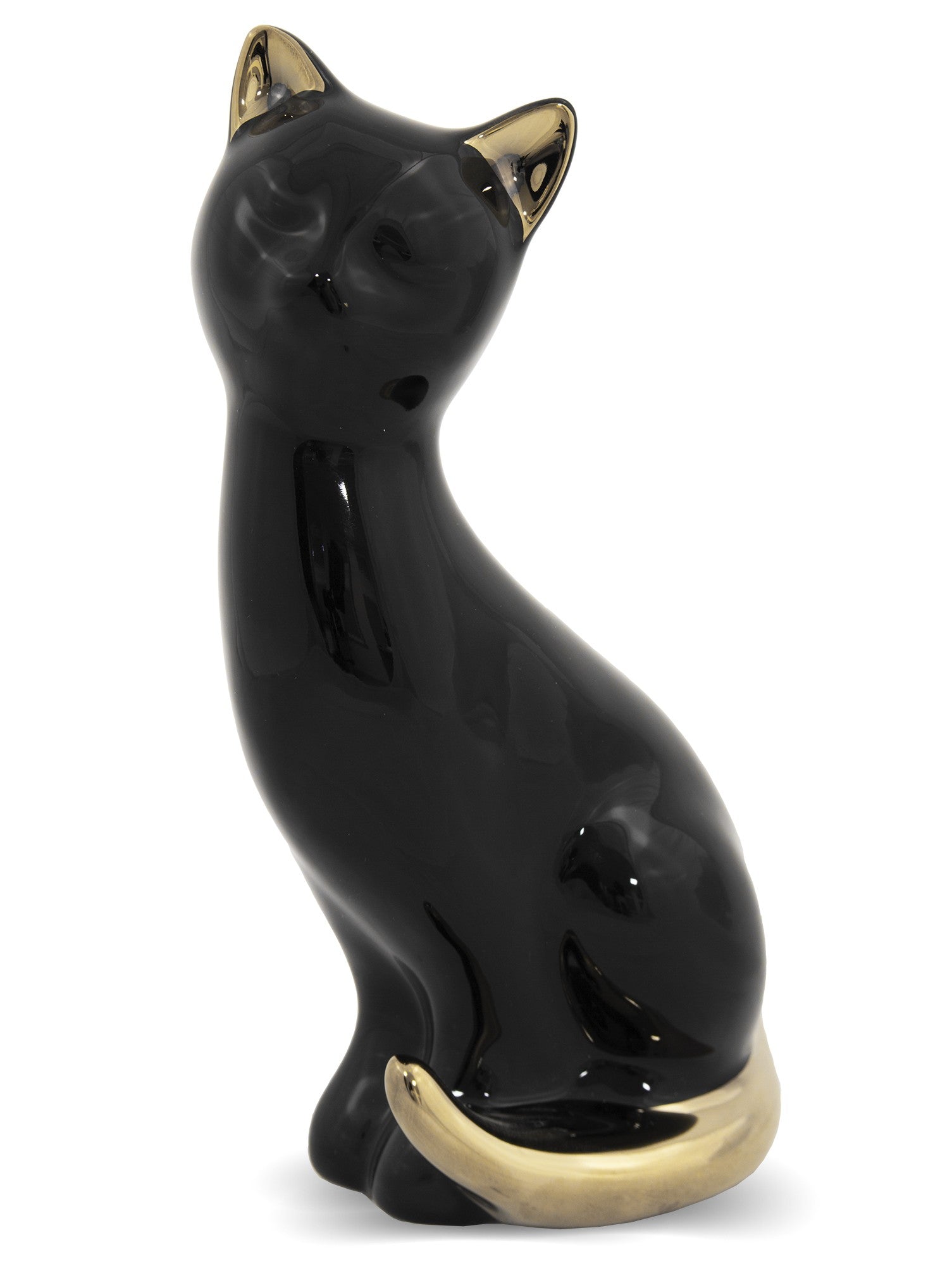 Figurină pisică ceramică, 20,5x10x8,5 cm, decor și cadou.