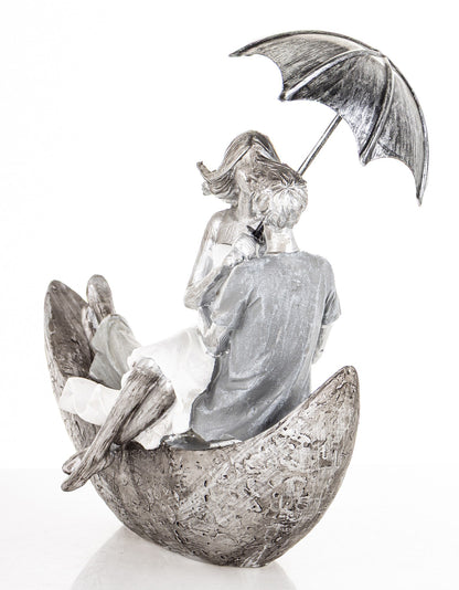 Figurină cuplu barcă umbrelă decor romantic
