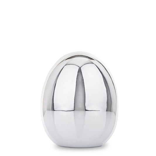 Ou decorativ ceramic argintiu 10x8x8 cm, cadou elegant și decor Paște, mentha - flori, cadouri și decorațiuni