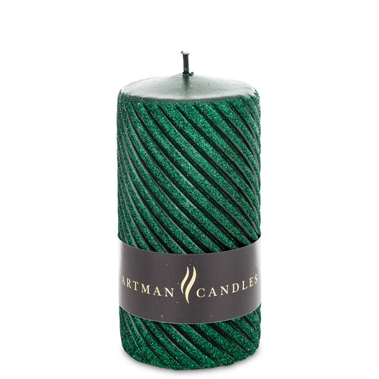 Lumânare verde cu sclipici 14x7x7 cm, decor elegant și cadou pentru casă