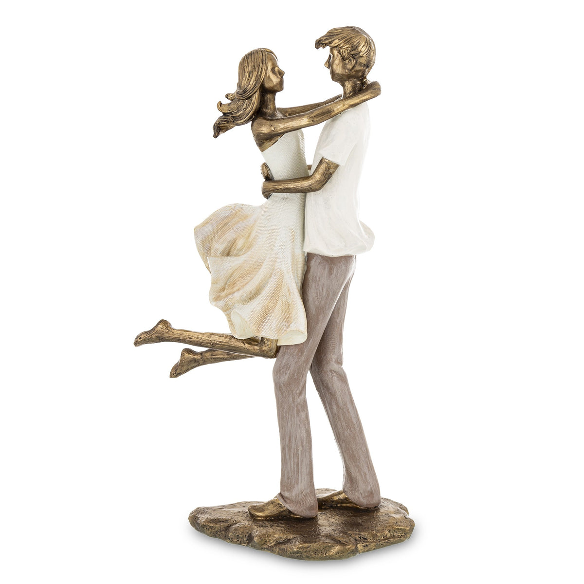 Figurină decorativă cuplu îmbrățișați, simbol al iubirii profunde, al stabilității și al conexiunii emoționale. Este ideală pentru decor romantic în casă, aducând căldură și emoție în living sau dormitor. Perfectă ca dar pentru aniversări, nuntă, Valentine’s Day sau casă nouă.