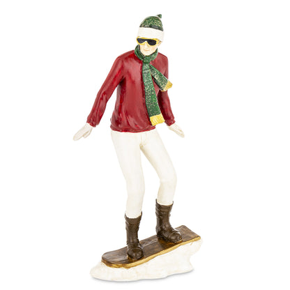 Figurina cu bărbat pe snowboard este un accent decorativ potrivit pentru amenajările de iarnă și pentru decorurile inspirate de munte și sporturile de sezon. Poate fi așezată pe raft, comodă, etajeră, birou sau în vitrină și poate completa decorul unei case de vacanță, cabane sau locuințe amenajate în spiritul iernii. Este o alegere interesantă pentru persoanele pasionate de snowboard, schi și activități montane. Poate fi oferită cadou de Crăciun, aniversare sau cu ocazia unei vacanțe la munte unui prieten