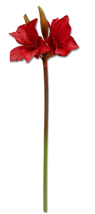 Amaryllis artificial roșu mare, 106cm, floare decorativă din plastic și silicon, accent deosebit pentru decor.