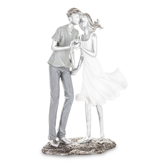 Figurină decorativă cuplu care formează o inimă din mâini, simbol al iubirii pure, al conexiunii și al afecțiunii. Este ideală pentru decorul casei sau ca dar emoțional pentru persoana iubită. O piesă cu impact vizual și sentimental puternic.