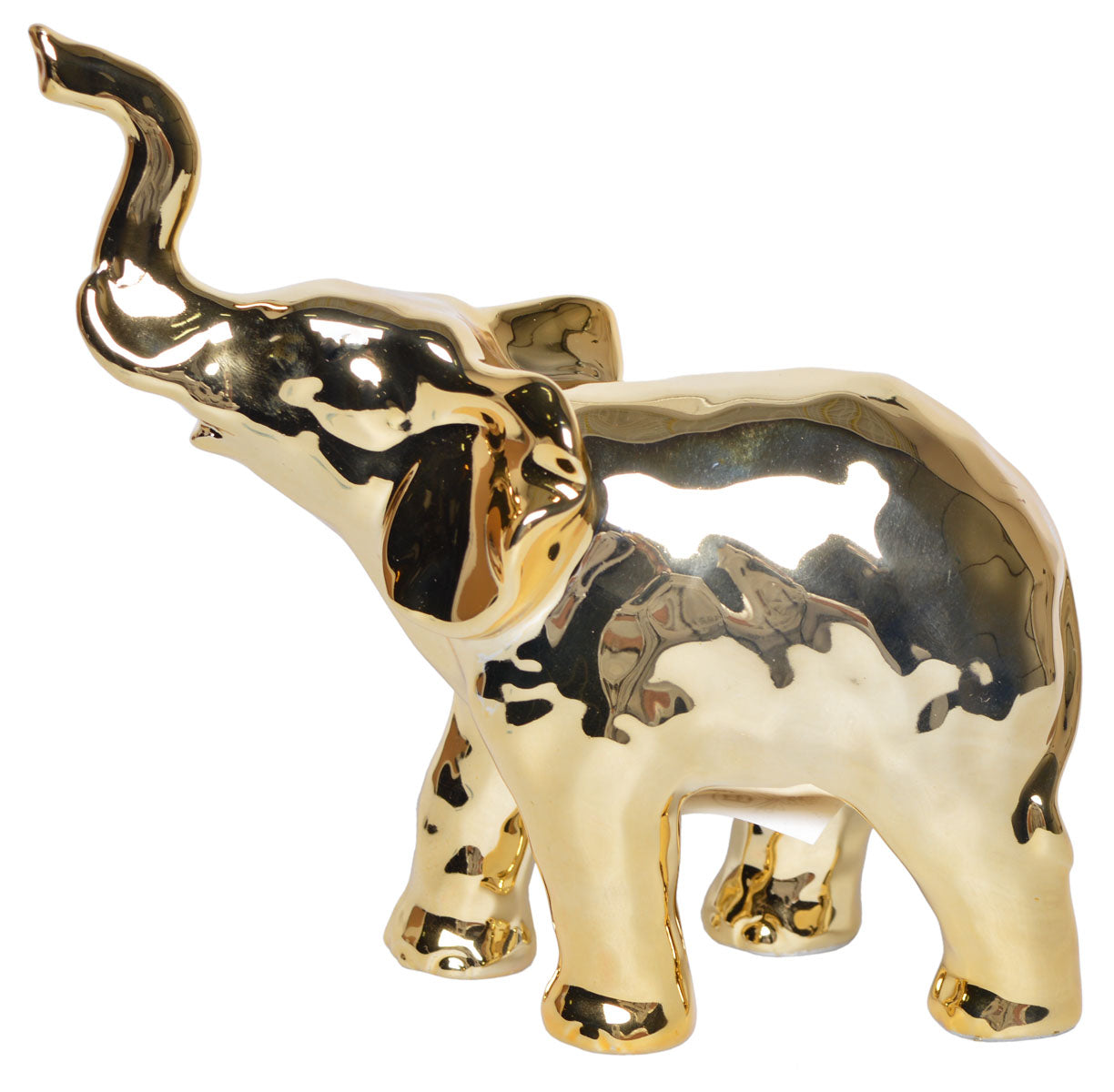 Figurină elefant auriu ceramică 14x5,5x11 cm, un decor elegant și simbolic pentru orice cameră.