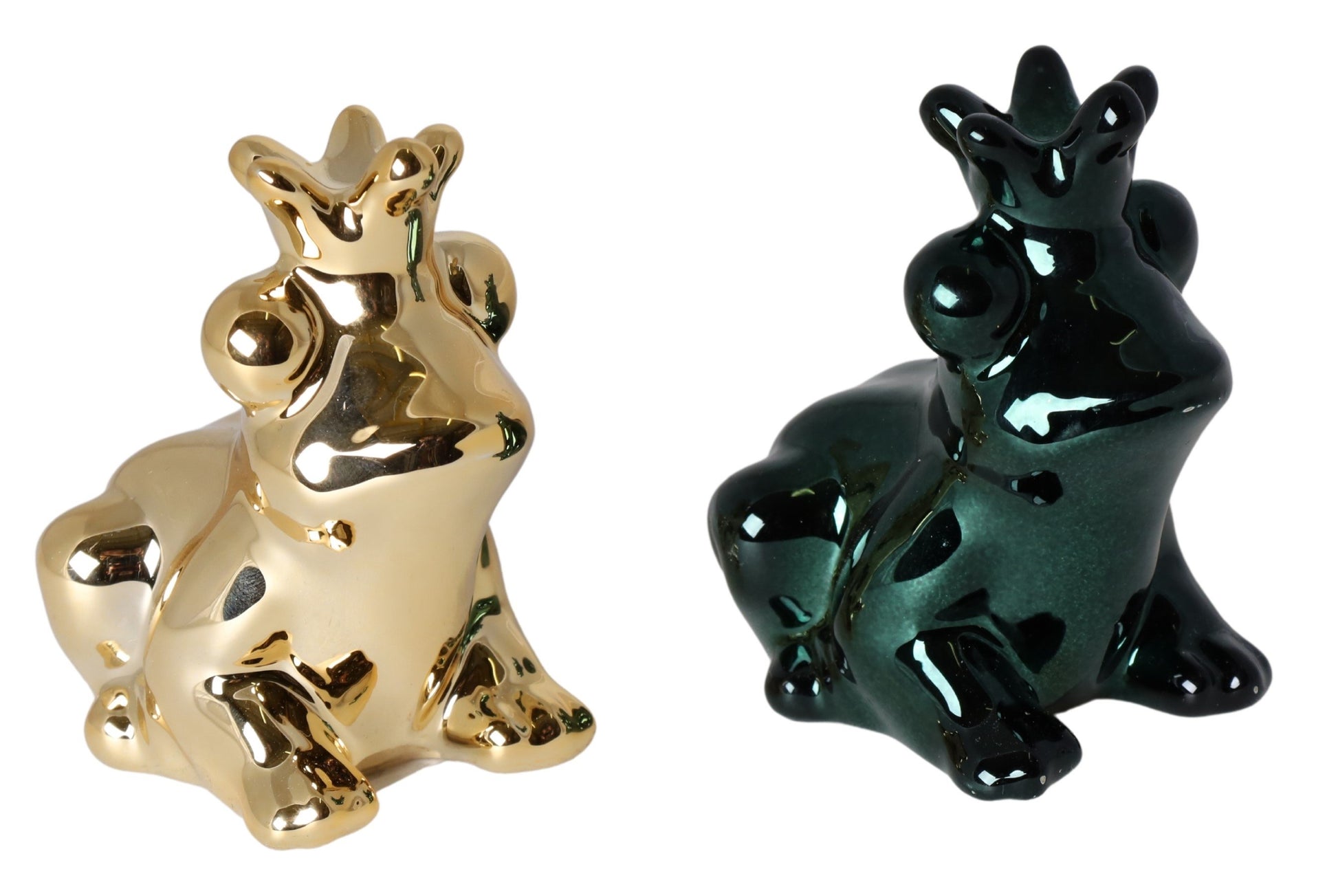 Mini broască verde ceramică 7 cm, ornament decorativ mic și jucăuș pentru casă sau birou.