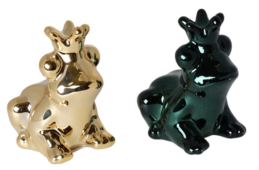 Mini broască verde ceramică 7 cm, ornament decorativ mic și jucăuș pentru casă sau birou.