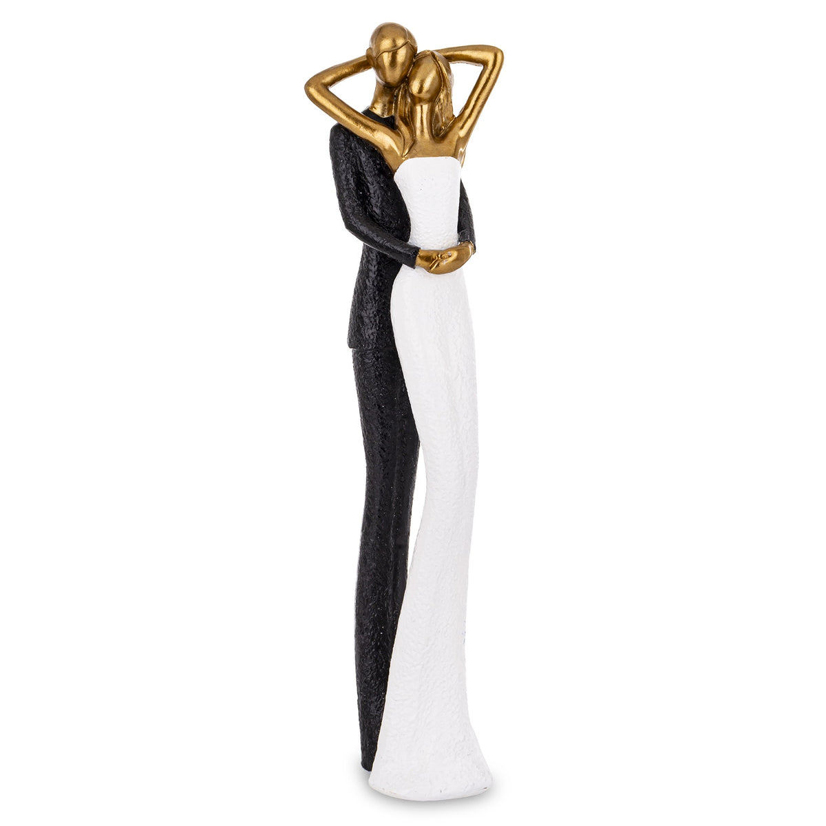Figurină decorativă cuplu îmbrățișați, simbol al iubirii profunde, al stabilității și al conexiunii emoționale. Este ideală pentru decor romantic în casă, aducând căldură și emoție în living sau dormitor. Perfectă ca dar pentru aniversări, nuntă, Valentine’s Day sau casă nouă.