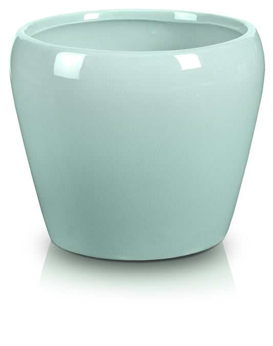 Ghiveci ceramică albastru deschis 15 cm, suport decorativ modern pentru flori și plante.