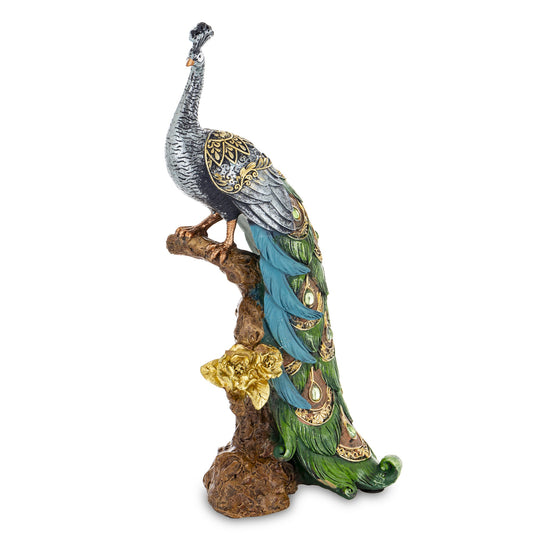 Figurină păun cu oglinzi 29x10x14 cm, decor luxos și cadou sofisticat