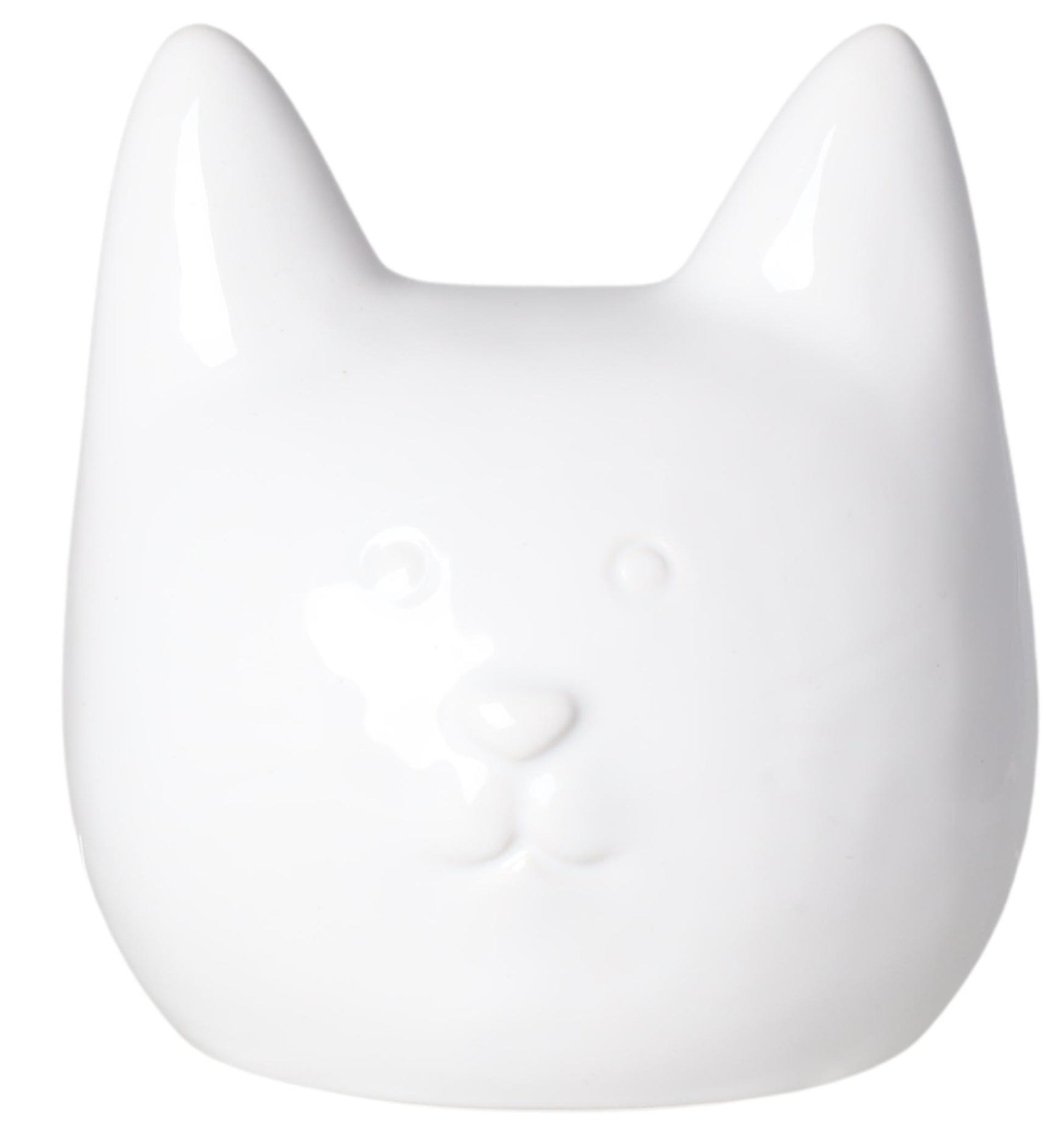 Pușculiță pisică albă ceramică 12 cm, accesoriu practic și decorativ pentru iubitorii de animale.