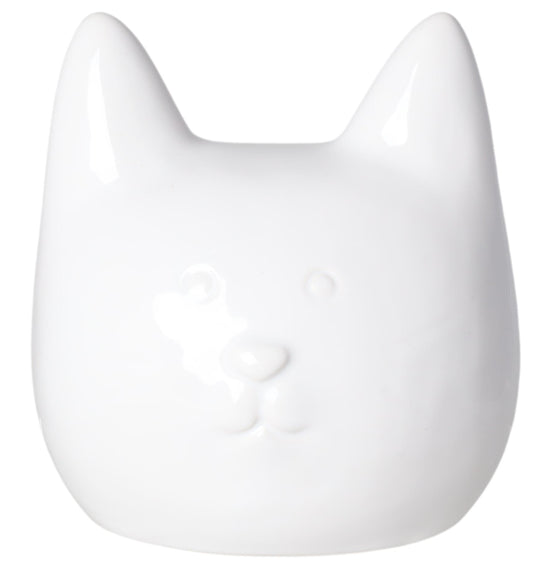Pușculiță pisică albă ceramică 12 cm, accesoriu practic și decorativ pentru iubitorii de animale.