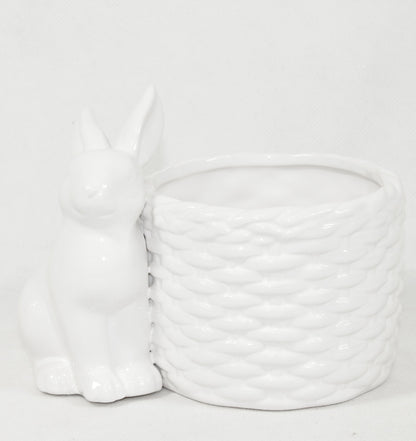 Ghiveci iepure ceramic alb decor Paște