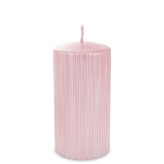 Lumânare roz mare 15x7x7 cm, decor elegant și feminin pentru interior, cadou pentru ocazii speciale, ornament decorativ pentru living și dormitor, atmosferă caldă și primitoare