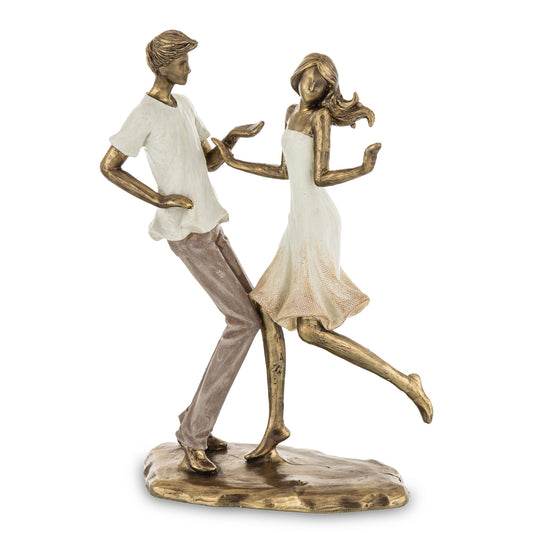 Figurină decorativă cuplu dansând, simbol al armoniei, pasiunii și bucuriei de a trăi în doi. Este ideală pentru decor romantic în casă, aducând energie și eleganță. Perfectă ca dar pentru aniversări, nuntă, cununie civilă, Valentine’s Day sau cadou de casă nouă.