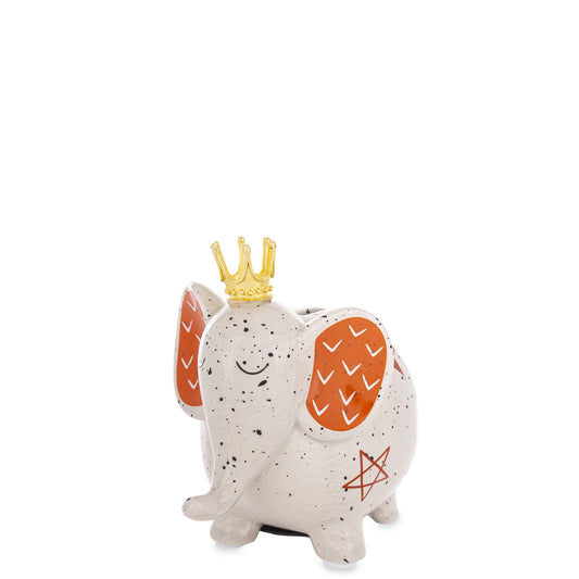 Pușculiță ceramică elefant cu coroană 10,5x8x12 cm, cadou decorativ și economisire, mentha - flori, cadouri și decorațiuni