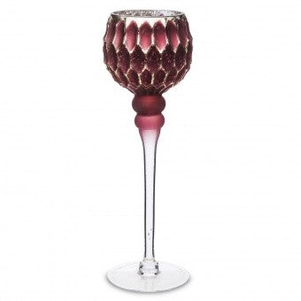 Sfeșnic vișiniu mat cu auriu 35x13x13 cm – decor elegant