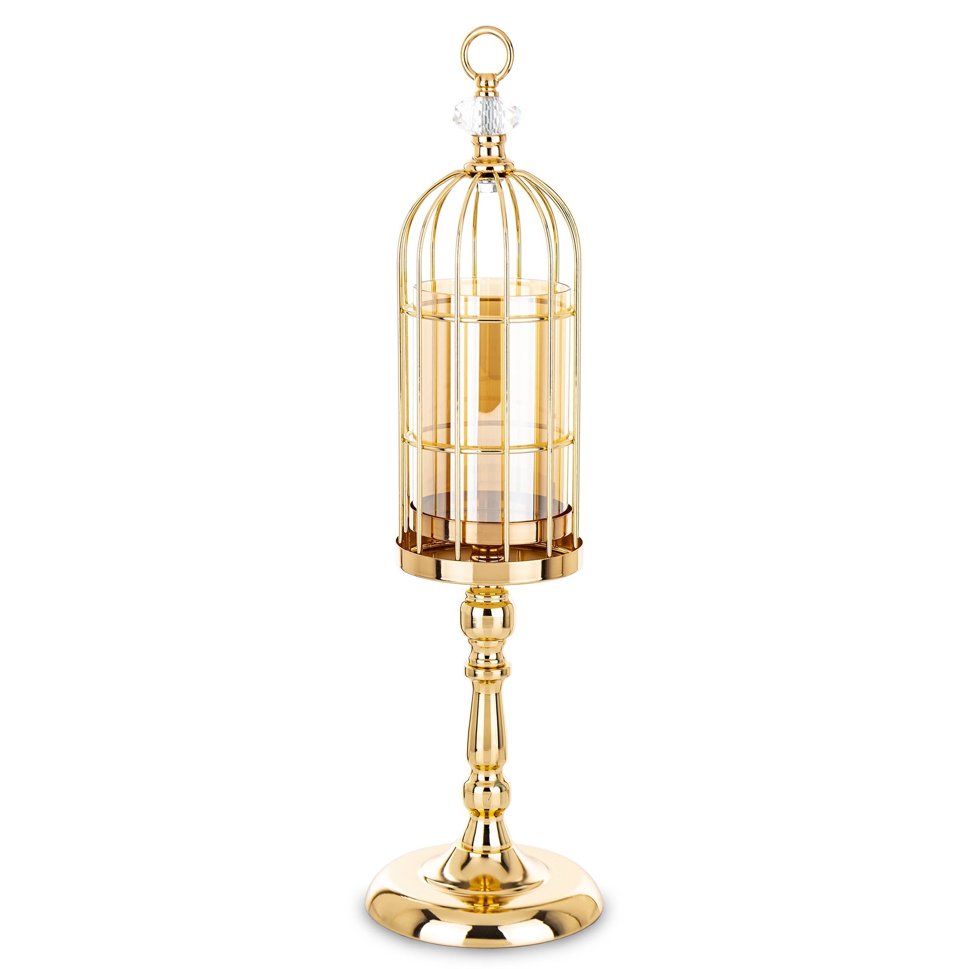 Sfeșnic auriu fumuriu cu grilaj 57x16x16 cm, decor sofisticat și cadou, mentha - flori, cadouri și decorațiuni