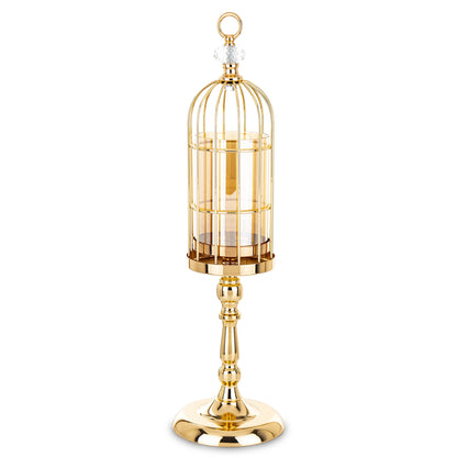 Sfeșnic auriu fumuriu cu grilaj 57x16x16 cm, decor sofisticat și cadou, mentha - flori, cadouri și decorațiuni