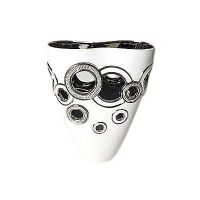 Vază ceramică alb argintiu cu pietre 18x9x22,5 cm, decor elegant pentru flori și cadou