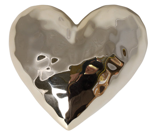 Figurină inimă mică aurie din ceramică, 5x5x2 cm, cu design delicat și finisaj strălucitor, ideală pentru a decora biroul, dormitorul sau livingul, un obiect mic, dar plin de simbolism, perfect ca cadou elegant și rafinat.