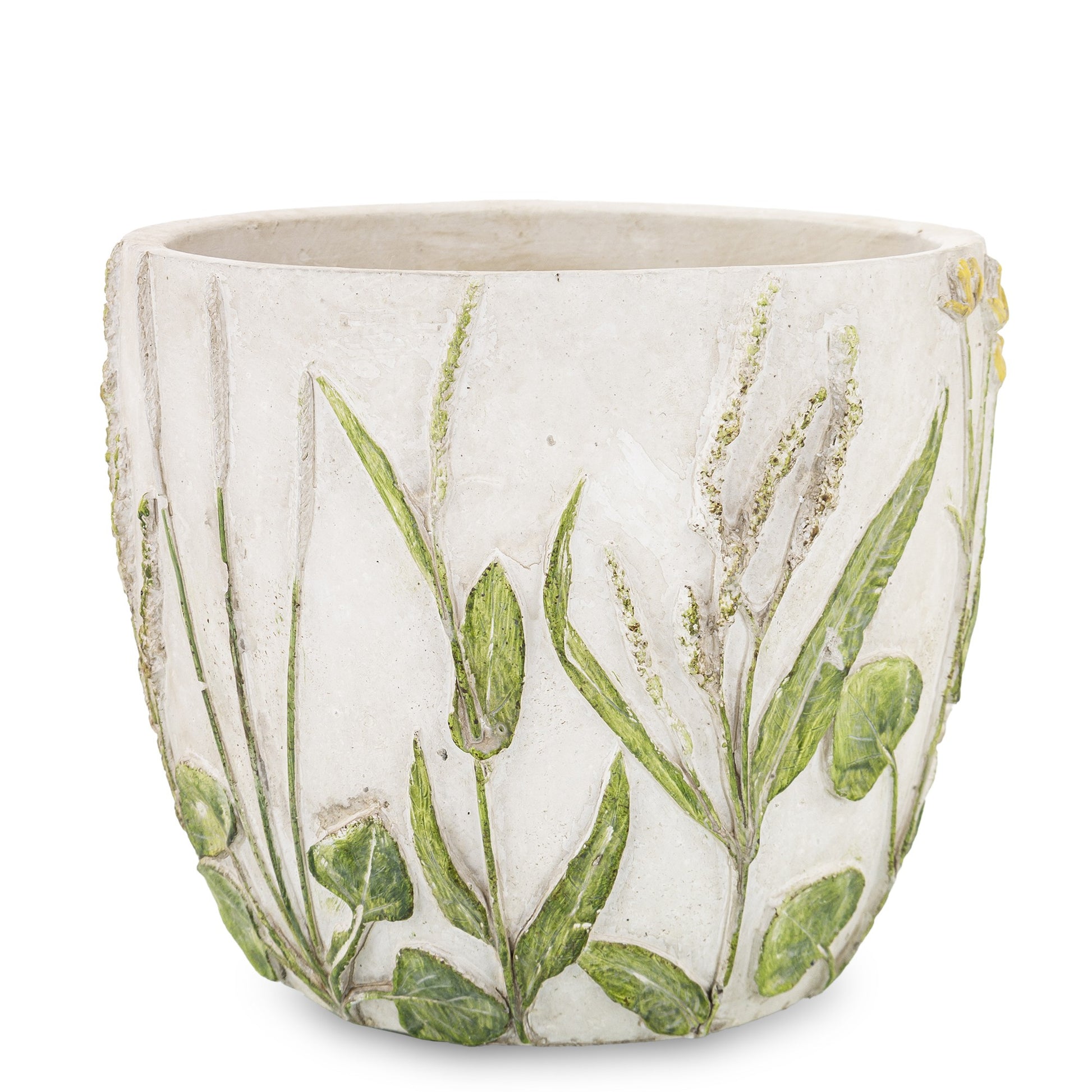 Ghiveci suport ciment cu frunze 14,5x16,5x16,5 cm, suport plante decorativ mare, mentha - flori, cadouri și decorațiuni