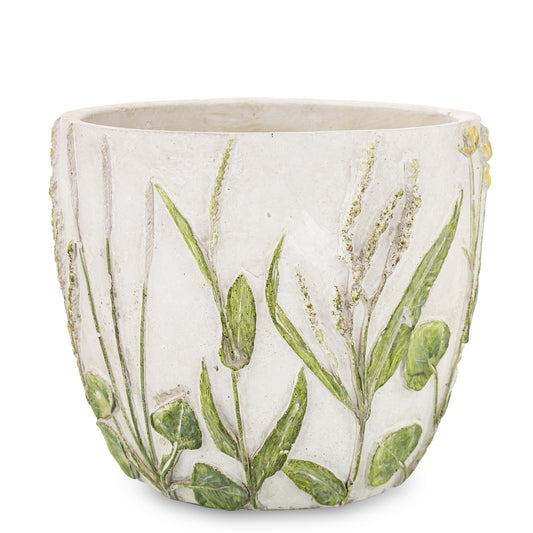 Ghiveci suport ciment cu frunze 14,5x16,5x16,5 cm, suport plante decorativ mare, mentha - flori, cadouri și decorațiuni