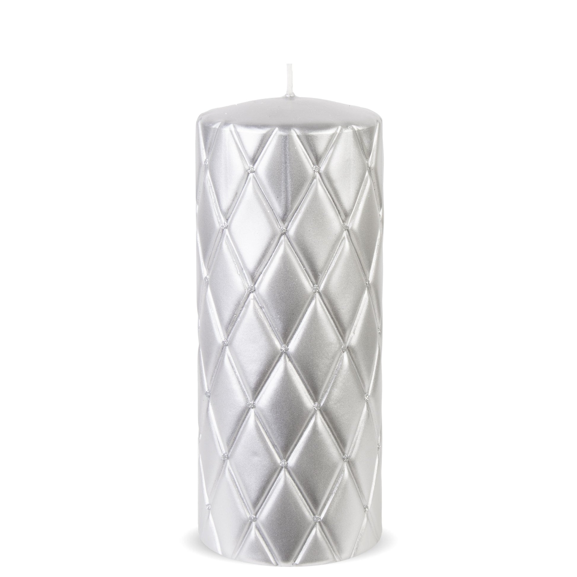 Lumânare argintie cu pietre 16,5x7x7 cm, decor elegant și cadou sofisticat