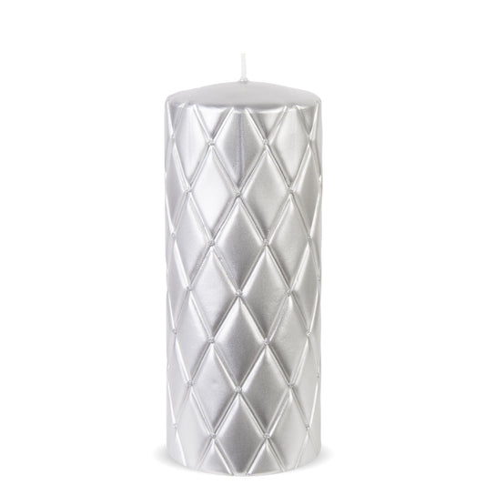 Lumânare argintie cu pietre 16,5x7x7 cm, decor elegant și cadou sofisticat