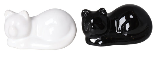 Figurină pisică albă ceramică 8 cm, ornament decorativ mic și elegant, perfect pentru colecții sau decor minimalist.
