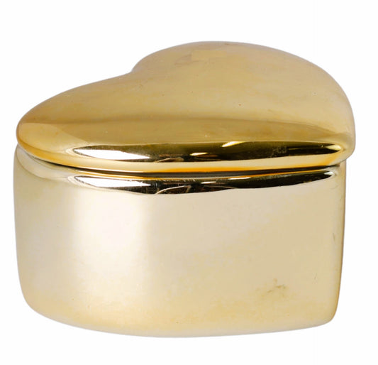 Bombonieră decorativă aurie în formă de inimă din ceramică, cadou elegant și accesoriu de birou sau casă