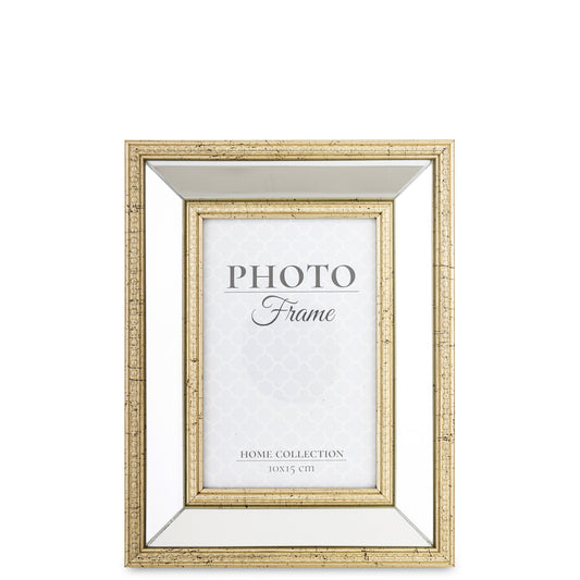 Ramă foto aurie cu oglinzi 22 cm, ornament elegant și practic pentru fotografii și decor interior.