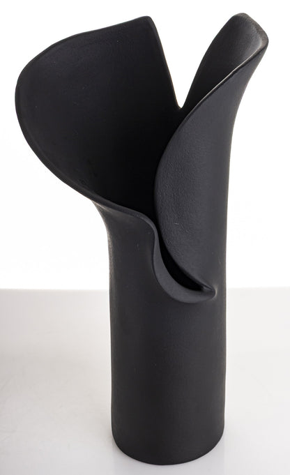 Vază porțelan negru minimalistă modernă, ideală pentru flori, decor interior elegant și spații premium contemporane.